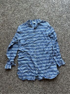 Women’s Garnet Hill 100% Linen Striped Shirt size M